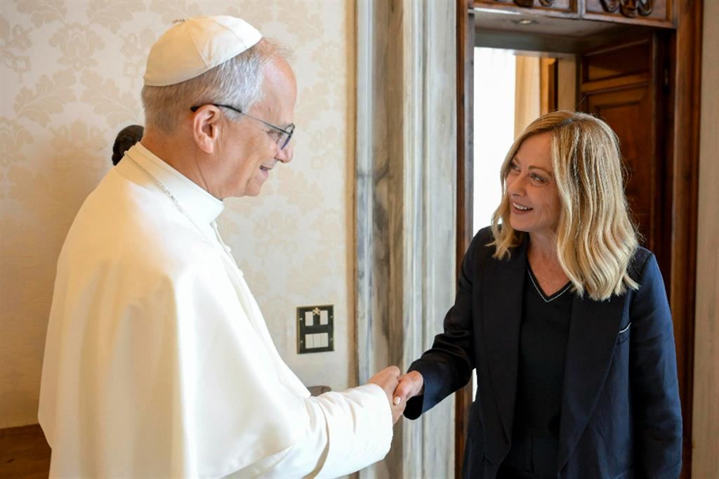 Il premier Giorgia Meloni in visita da Papa Leone XIV