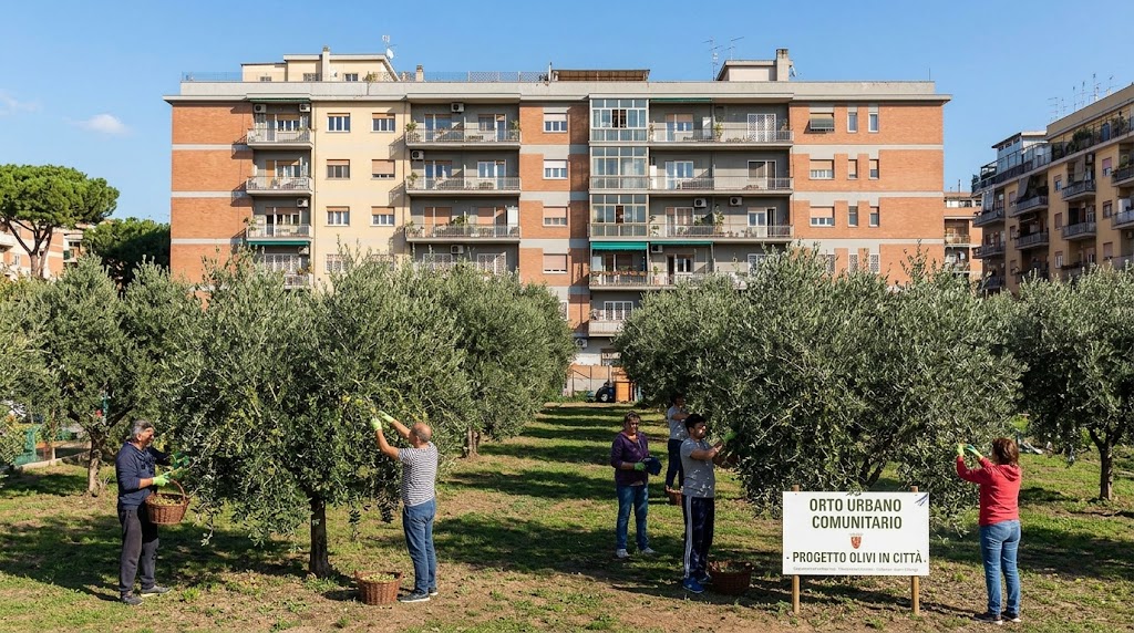 Dai cantieri del centro alla solidarietà in periferia: così gli ulivi di viale Mazzini producono olio per le famiglie fragili
